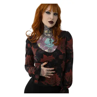 women's t-shirt with long sleeves KILLSTAR - Blood Rose - Black/Red