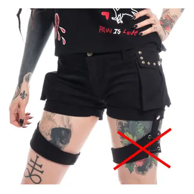 women's shorts POIZEN INDUSTRIES - ASAMI - BLACK - DAMAGED