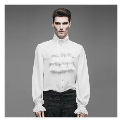 men's shirt DEVIL FASHION - Iago Gothic Chiffon Shirt with a Bowtie - Porcelain Frost