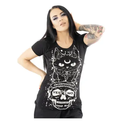 women's t-shirt HEARTLESS - OUIJA CAT - BLACK