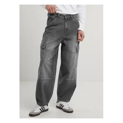 pants men's URBAN CLASSICS - Tapered Heavy Ounce Baggy Cargo - Black Washed