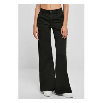 women's pants URBAN CLASSICS - High Waist Wide Leg Chino - Black