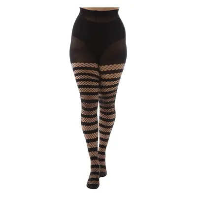 tights PAMELA MANN - Fishnet Opaque Stripe - Black