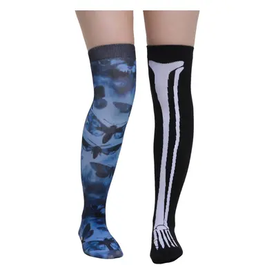 over-the-knee socks KILLSTAR x CORPSE BRIDE - Swarm Of Butterflies - Black/Blue