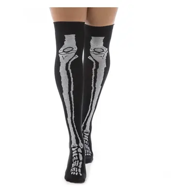 over-the-knee socks PAMELA MANN - Over - With Skeleton Bones - Black/White