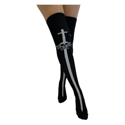 over-the-knee socks PAMELA MANN - Skull And Sword Over - Black