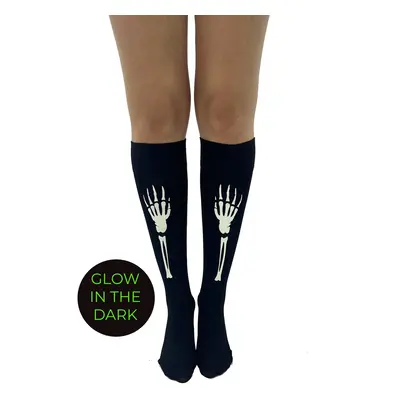 knee socks PAMELA MANN - Skeleton Hands - Black