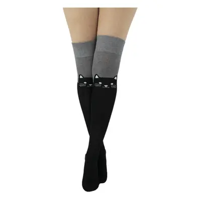 over-the-knee socks PAMELA MANN - Cat Over - Black/grey