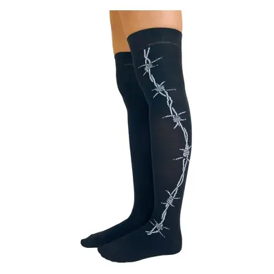 over-the-knee socks PAMELA MANN - Barbed Wire Over - Black