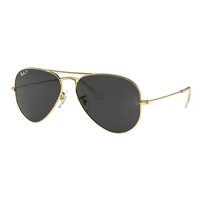 Ray-Ban Sunglasses Unisex Aviator Classic - Gold Frame Black Lenses Polarized 55-14