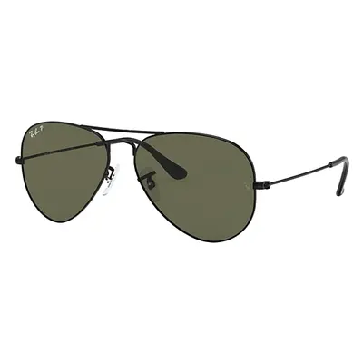 Ray-Ban Sunglasses Unisex Aviator Classic - Black Frame Green Lenses Polarized 55-14