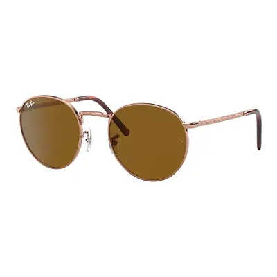 Ray-Ban Sunglasses Unisex New Round - Rose Gold Frame Brown Lenses 53-21