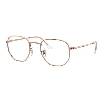 Ray-Ban Eyeglasses Unisex Hexagonal Optics - Shiny Rose Gold Frame Clear Lenses 48-21