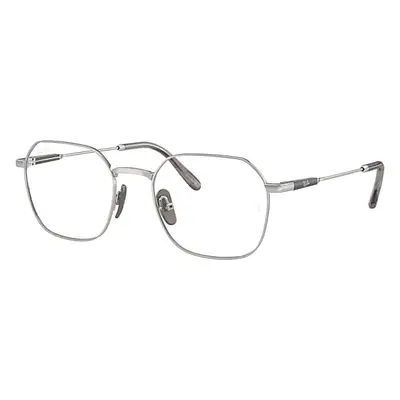 Ray-Ban Eyeglasses Unisex Jim Titanium Optics - Silver Frame Clear Lenses Polarized 53-20