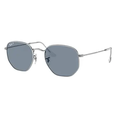 Ray-Ban Sunglasses Unisex Hexagonal Flat Lenses - Silver Frame Blue Lenses Polarized 54-21