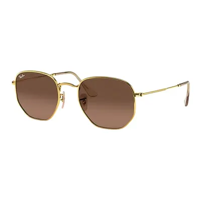 Ray-Ban Sunglasses Unisex Hexagonal Flat Lenses - Arista Gold Frame Brown Lenses 54-21