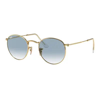 Ray-Ban Sunglasses Man Round Flat Lenses - Arista Gold Frame Blue Lenses 53-21