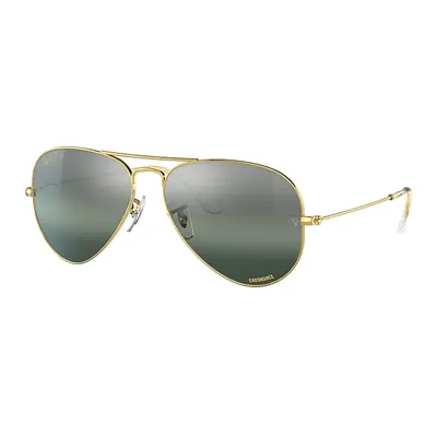 Ray-Ban Sunglasses Unisex Aviator Chromance - Gold Frame Silver Lenses Polarized 55-14