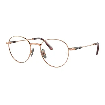 Ray-Ban Eyeglasses Unisex David Titanium Optics - Light Brown Frame Clear Lenses Polarized 51-20