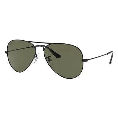 Ray-Ban Sunglasses Unisex Aviator Classic - Black Frame Green Lenses Polarized 58-14