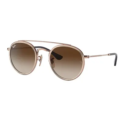 Ray-Ban Sunglasses Children Round Double Bridge Kids - Rose Gold Frame Brown Lenses 46-21