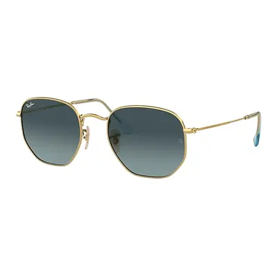 Ray-Ban Sunglasses Unisex Hexagonal Flat Lenses - Arista Gold Frame Blue Lenses 51-21