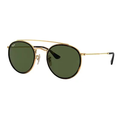 Ray-Ban Sunglasses Unisex Round Double Bridge - Arista Gold Frame Green Lenses 51-22