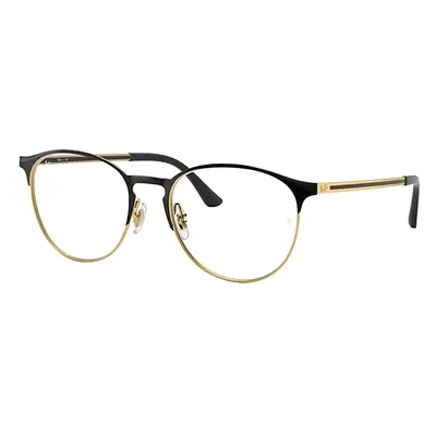 Ray-Ban Eyeglasses Unisex Rb6375 Optics - Black On Gold Frame Clear Lenses Polarized 53-18