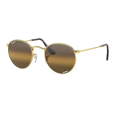 Ray-Ban Sunglasses Man Round Metal Chromance - Arista Gold Frame Brown Lenses Polarized 50-21