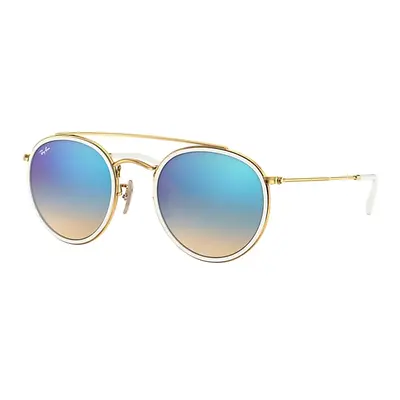 Ray-Ban Sunglasses Unisex Round Double Bridge - Arista Gold Frame Blue Lenses 51-22