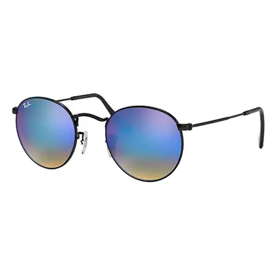 Ray-Ban Sunglasses Man Round Flash Lenses Gradient - Black Frame Blue Lenses 53-21