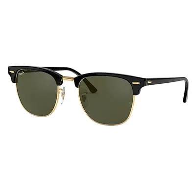 Ray-Ban Sunglasses Unisex Clubmaster Classic - Black On Gold Frame Green Lenses 49-21