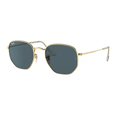 Ray-Ban Sunglasses Unisex Hexagonal Flat Lenses - Arista Gold Frame Blue Lenses 51-21