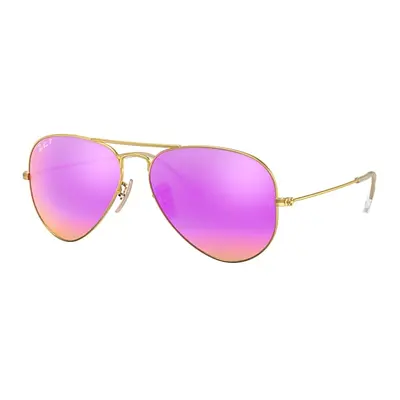 Ray-Ban Sunglasses Unisex Aviator Flash Lenses - Gold Frame Pink Lenses Polarized 58-14