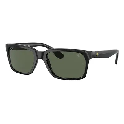 Ray-Ban Sunglasses Unisex Rb4393m Scuderia Ferrari Collection - Black On Black Frame Green Lense