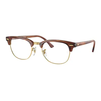 Ray-Ban Eyeglasses Unisex Clubmaster Optics - Striped Brown Frame Clear Lenses Polarized 51-21