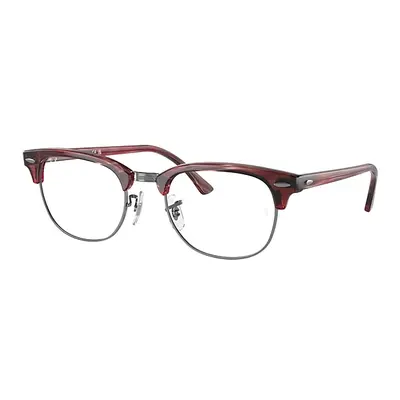 Ray-Ban Eyeglasses Unisex Clubmaster Optics - Striped Red Frame Clear Lenses Polarized 51-21