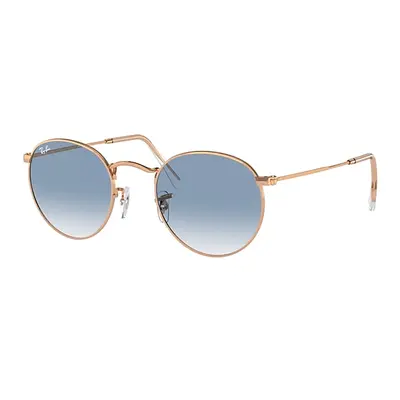 Ray-Ban Sunglasses Man Round Metal - Rose Gold Frame Blue Lenses 47-21