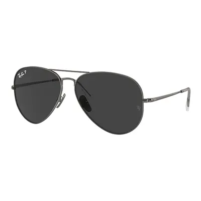 Ray-Ban Sunglasses Unisex Aviator Titanium - Gunmetal Frame Black Lenses Polarized 58-14