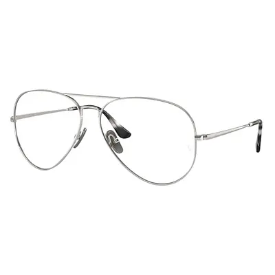 Ray-Ban Eyeglasses Unisex Aviator Titanium Optics - Silver Frame Clear Lenses Polarized 58-14