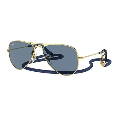 Ray-Ban Sunglasses Children Mini Aviator Summer Capsule - Arista Gold Frame Blue Lenses 52-14