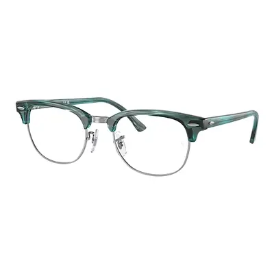 Ray-Ban Eyeglasses Unisex Clubmaster Optics - Striped Green Frame Clear Lenses Polarized 53-21