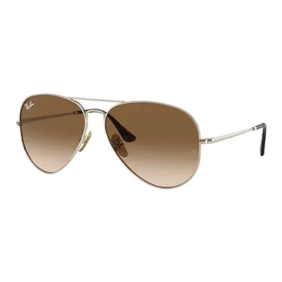 Ray-Ban Sunglasses Unisex Aviator Titanium - Arista Gold Frame Brown Lenses 58-14