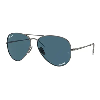 Ray-Ban Sunglasses Unisex Aviator Titanium - Gunmetal Frame Blue Lenses Polarized 58-14