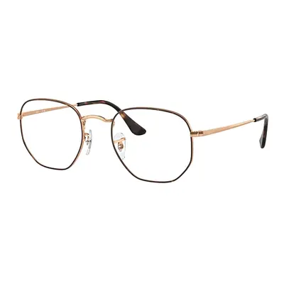 Ray-Ban Eyeglasses Unisex Hexagonal Optics - Havana On Rose Gold Frame Clear Lenses Polarized 54