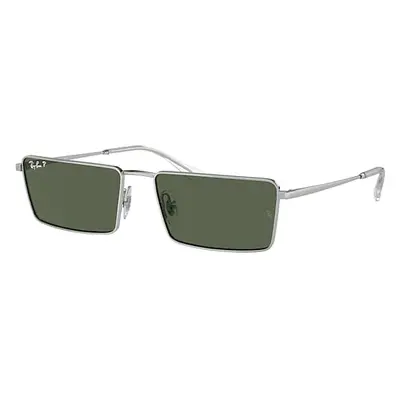 Ray-Ban Sunglasses Unisex Emy Bio-based - Silver Frame Green Lenses Polarized 56-17