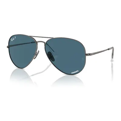 Ray-Ban Sunglasses Unisex Aviator Titanium - Gunmetal Frame Blue Lenses Polarized 62-14