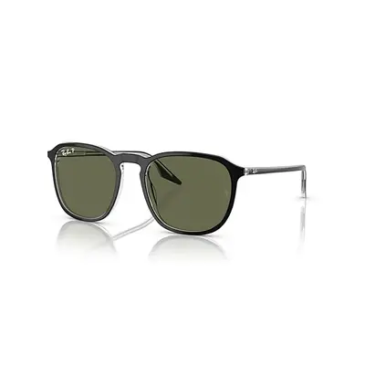 Ray-Ban Sunglasses Unisex Rb2203 - Black On Transparent Frame Green Lenses Polarized 52-20