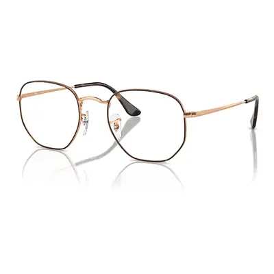 Ray-Ban Eyeglasses Unisex Hexagonal Optics - Havana On Rose Gold Frame Clear Lenses Polarized 48