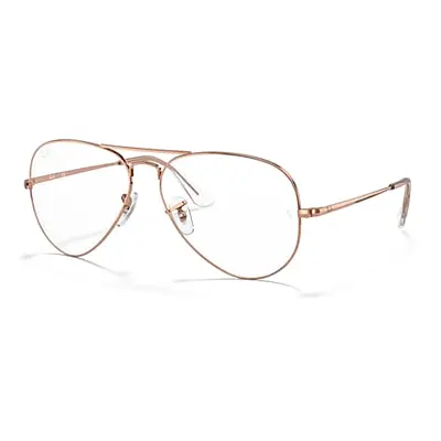 Ray-Ban Eyeglasses Unisex Aviator Optics - Shiny Rose Gold Frame Clear Lenses 55-14